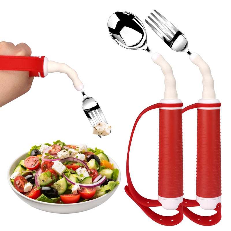 Adaptive Utensils for Disability Gadgets Swivel Fork Spoon Easy Grip Safe Stainless Steelfor Hand Tremors Parkinsons patients 360 Rotatable Alzheimers Handicap accessories for daily living Elderly